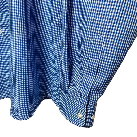 Mens Button Up Dress Shirt Blue Gingham Top Size XL Roundreason - Picture 3 of 6